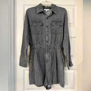 Gilli Charcoal Button-Up Long Sleeve Romper
